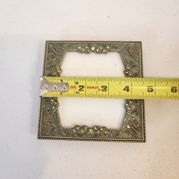 Enamel Butterfly Square Photo Pixture Frame Green Enamel Butterflies 3x3" - Picture 4 of 5